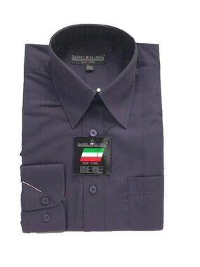Daniel Ellissa Men's Plum Dress Shirt Convertible Cuff Long Sleeves Pocket